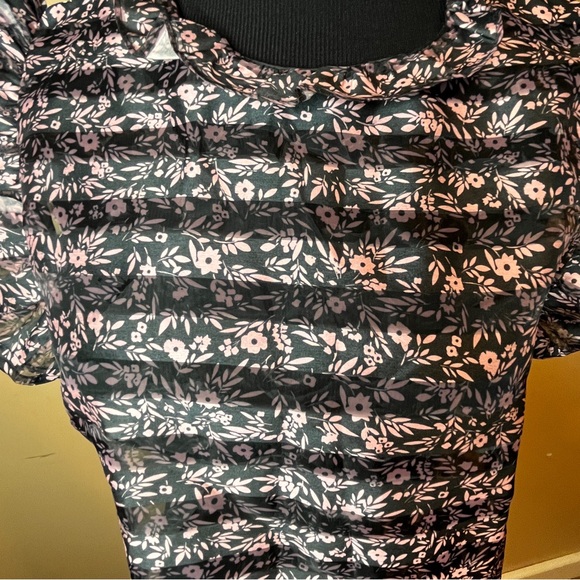 Jill Stuart Size S Semi sheer mixed pattern stripe & floral ruffle burst sleeve - Picture 2 of 16